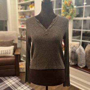 Brandy Melville one size grey Long sleeve henley top